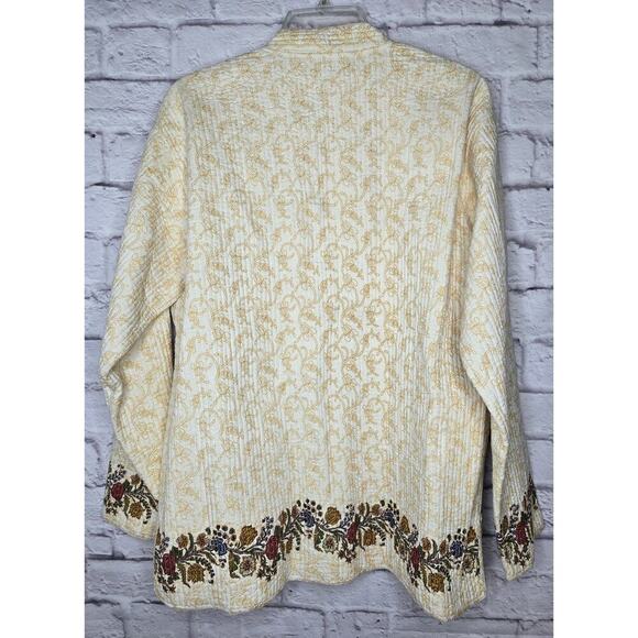 Vtg 90s Sam Hilu's Collection Quilted cotton Jacket medium Floral Garden Dainty - Picture 2 of 7